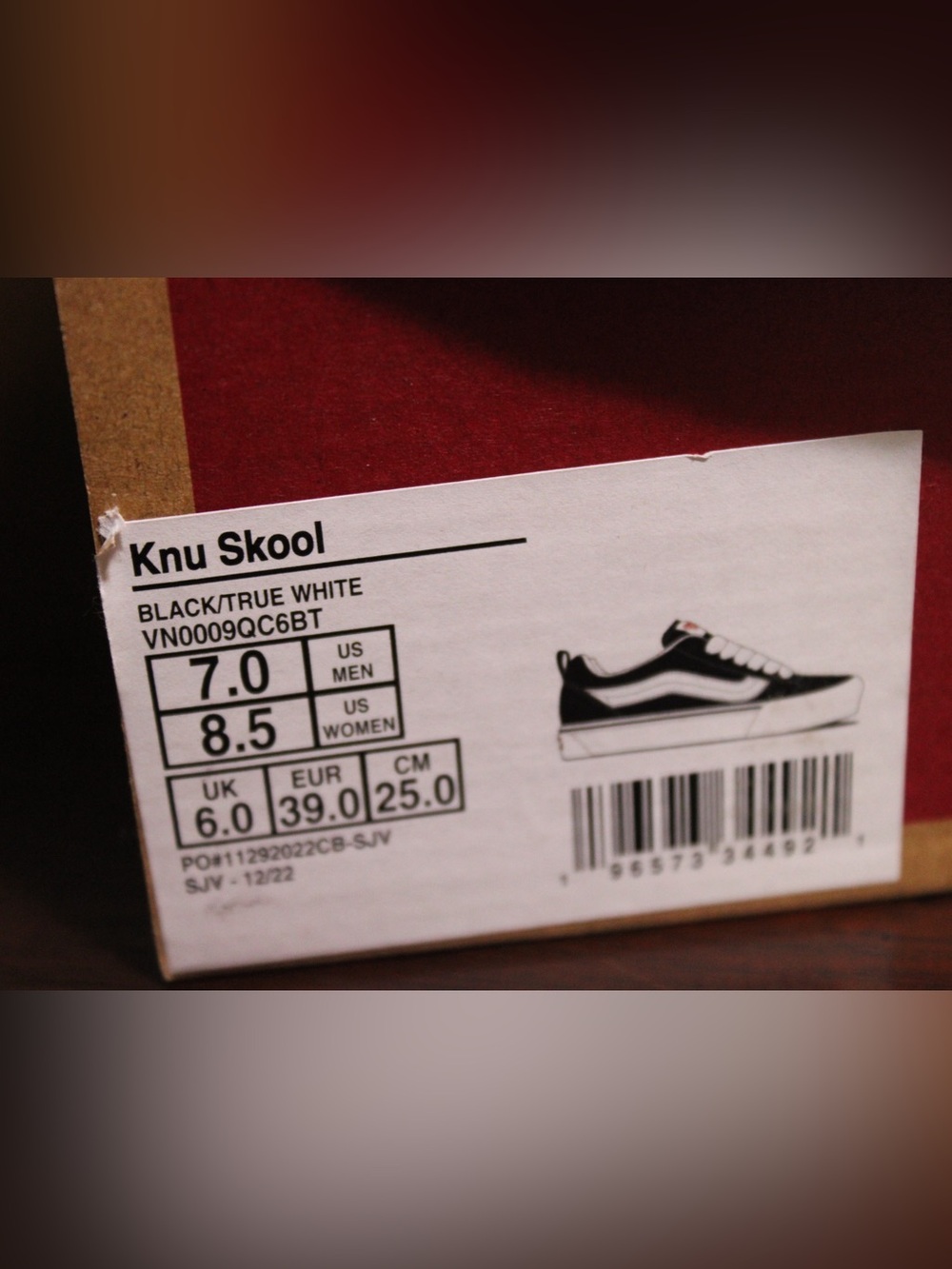 Vans Knu Skool Skate Shoe - Black / True White - Picture 6 of 7